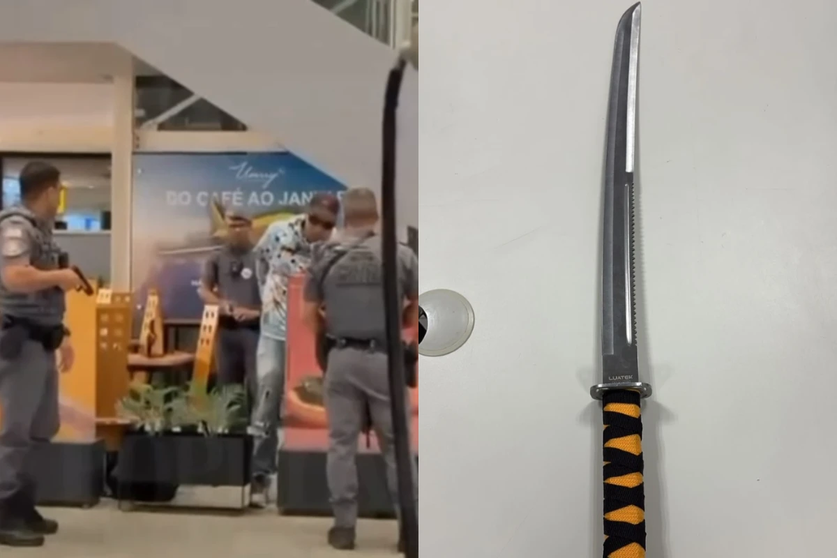 Surto no Aeroporto: Homem com Espada Acredita Dialogar com Criminosos