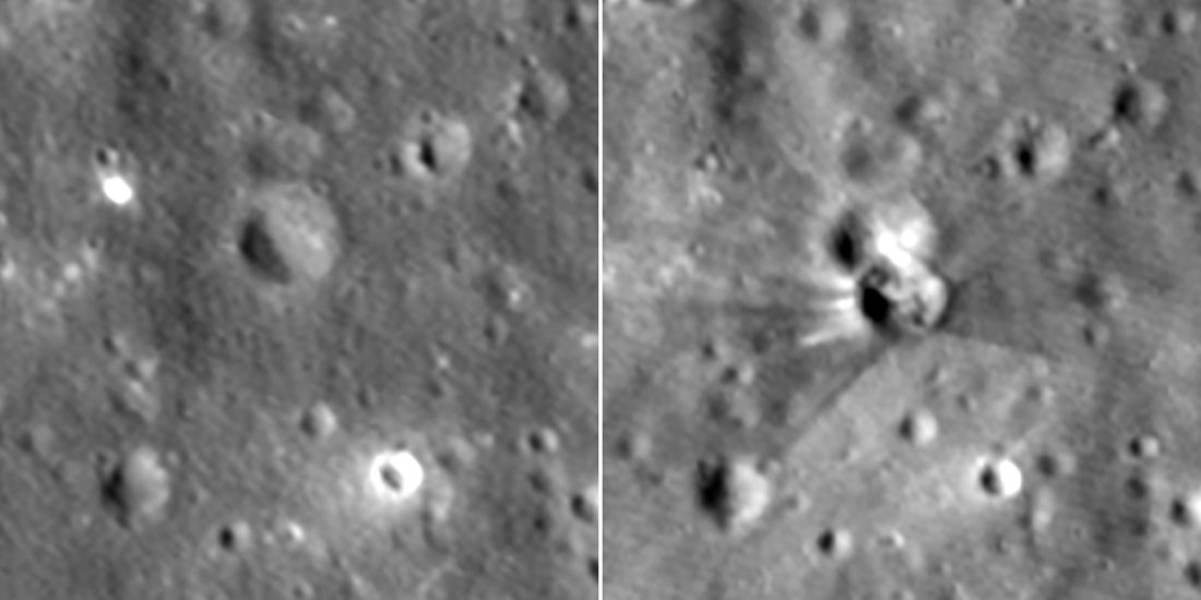 Crater Left by SpaceX Rocket Impact Revealed by NASA Images